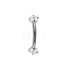 304 Stainless Steel Flat Round Cubic Zirconia Eyebrow Curved Barbell Rings WG8201B-03-1