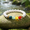 Round Natural Mixed Stone and Acrylic Imitation Pearl Beaded Stretch Bracelets for Women CO7250-2