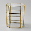 3-Tier Hexagon Glass Jewelry Organizer Display Cases with Iron Frame ODIS-WH0025-335A-1
