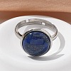Half Round Natural Lapis Lazuli Finger Rings X-RJEW-M062-01P-04-4