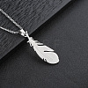 304 Stainless Steel Feather Pendant Box Chain Necklaces for Men WGE9FDE-01-1