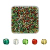 50G 5 Colors Christmas Theme Silver Lined Glass Seed Beads SEED-YW0002-62A-1