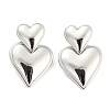 Non-Tarnish 304 Stainless Steel Double Heart Dangle Stud Earrings for Women LS-EJEW-D076-01A-P-1