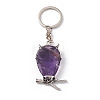 Owl Natural Amethyst Pendant Keychain KEYC-G056-01AS-01-3