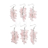 Natural Rose Quartz Chip Beaded Dangle Earrings EJEW-I264-01P-01-1