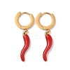 3 Pairs 304 Stainless Steel Enamel Horn of Plenty/Italian Horn Cornicello Hoop Dangle Earrings for Women EJEW-K279-06G-2