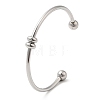Screw End Ball 304 Stainless Steel Open Cuff Bangles BJEW-G677-01P-3