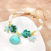 Ocean Brass Enamel Starfish Shell Shape Charm Bracelets for Women KK-CBA68DA-16G-01-1