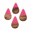 Transparent Resin & Walnut Wood Pendants RESI-N025-030-C06-2