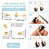 40Pcs 304 Stainless Steel Ball Post Stud Earring Findings STAS-SC0005-27-2