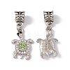 Tortoise Alloy Rhinestone European Dangle Charms ALRI-E002-01AS-01-1