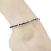 Natural Pearl Rice & Faceted Round Natural Kyanite & Apatite Beaded Anklets AJEW-AN00836-2