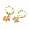 Flower Real 18K Gold Plated Brass Dangle Leverback Earrings EJEW-L268-009G-03-2