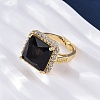 Brass Micro Pave Clear Cubic Zirconia Cuff Rings for Women RJEW-A062-04G-5