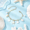 Natural Freshwater Shell Beads & Alloy Enamel Charm Bracelets BJEW-JB12214-03-1
