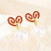 Valentine's Day Brass Clear Cubic Zirconia Dangle Stud Earrings EJEW-Z164-07G-4
