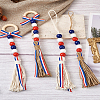 4Pcs 2 Style Independence Day Theme Hemp Rope Tassels Pendant Decorations HJEW-CF0001-19-15