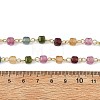 Natural Multicolor Tourmaline Faceted Cube Handmade Beaded Chains AJEW-JB01654-3