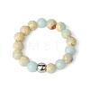 4MM Round Natural Shoushan Stone Beaded Stretch Rings LS-VM0712-5-1