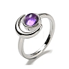 Natural Amethyst Adjustable Rings RJEW-K269-09P-09-2