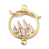 Brass Pave Clear Cubic Zirconia Connector Charms KK-M274-02G-1