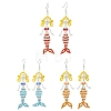 Copper Wire with Glass Beads Dangle Earrings EJEW-MZ00816-2