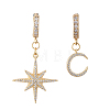 Star and Moon Asymmetrical Dangle Hoop Earrings EJEW-JE04031-02-1