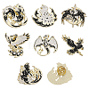 7Pcs 7 Style Dragon & Cat & Bird & Fox Enamel Pin JEWB-CA0001-40-1