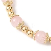 Natural Rose Quartz Round Beaded Bracelets for Women BJEW-JB12875-01-3
