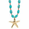 Ocean Alloy Starfish Pendant Resin Nuggets Beaded Necklaces for Women WG3D01A-03-1