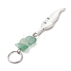 Natural Gemstone Chips & Alloy Feather Pendants PALLOY-JF02771-5