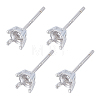 2 Pairs 925 Sterling Silver Stud Earring Settings STER-BC0002-89A-1