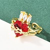 Brass Micro Pave Cubic Zirconia Cuff Rings for Women RJEW-A088-06G-1