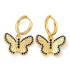 Rack Plating Brass Micro Pave Cubic Zirconia Butterfly Hoop Earrings EJEW-T021-02G-1