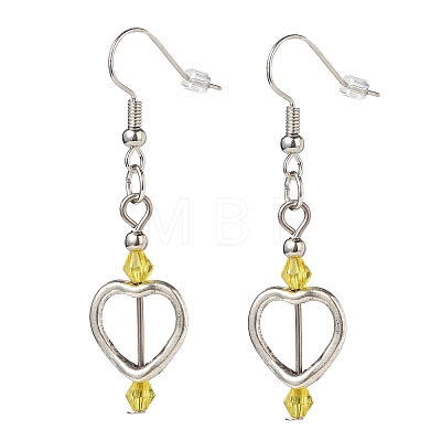 Heart with Acrylic Beaded Dangle Earrings EJEW-JE05064-1