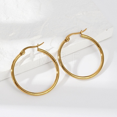 PVD Vacuum Plating 201 Stainless Steel Hoop Earrings for Women LS-EJEW-G260-02A-G-1
