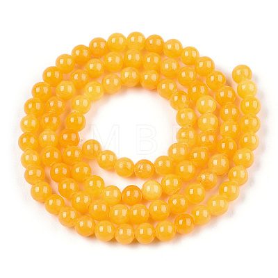 Natural Dyed Yellow Jade Gemstone Bead Strands G-R271-6mm-Y08-1