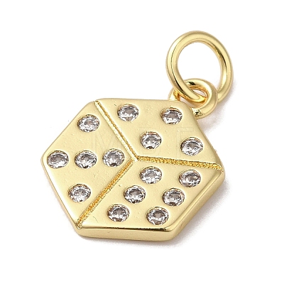 Rack Plating Brass Micro Pave Clear Cubic Zirconia Pendants KK-B092-32G-1