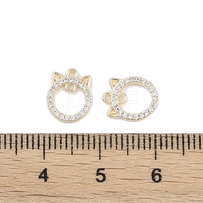 Brass Micro Pave Clear Cubic Zirconia Connector Charms KK-K351-38G-1