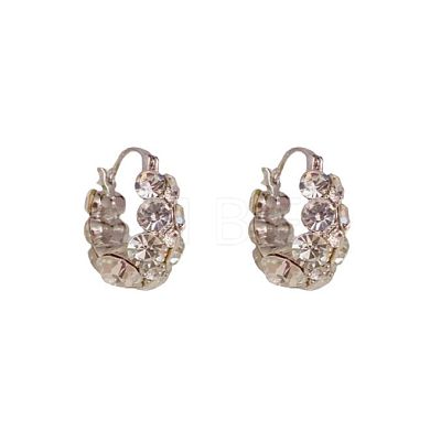 Brass & Crystal Rhinestone Hoop Earrings FS-WG0779A-01-1