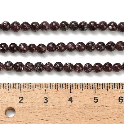 Natural Lepidolite/Purple Mica Stone Beads Strands G-H335-B03-4mm-A-1