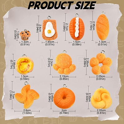 20Pcs 10 Styles Opaque Resin Imitation Food Pendants RESI-YW0001-69-1