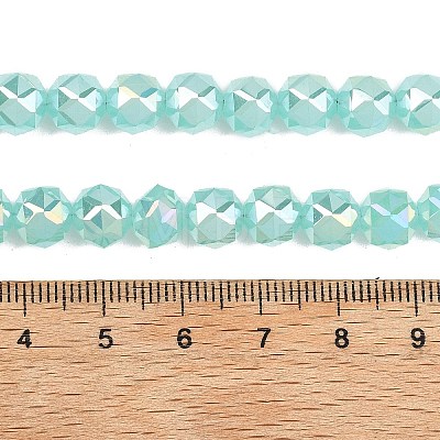 Electroplate Transparent Glass Beads Strands GLAA-H040-01F-1