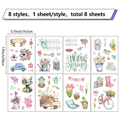 8 Sheets 8 Styles PVC Waterproof Wall Stickers DIY-WH0345-162-1