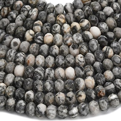 Natural Black Silk Stone/Netstone Beads Strands G-Z111-A45-1