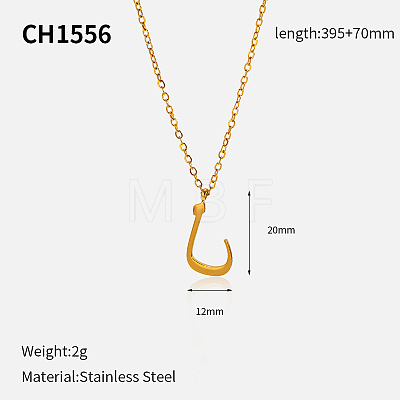 304 Stainless Steel Arabic Initial Letter Pendant Necklaces FS-WG7B6CA-06-1