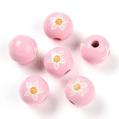 Easter Theme Printed Wood Beads WOOD-T032-22U-1