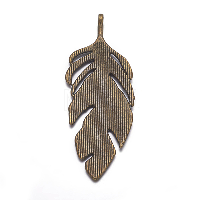 Tibetan Style Alloy Leaf Big Pendants X-PALLOY-A15448-AB-1