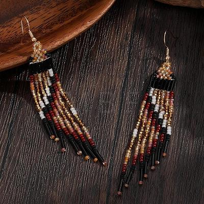 Bohemian Handmade Glass Seed Beads Dangle Earrings LH2376-1