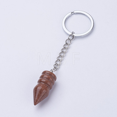 Natural/Synthetic Mixed Stone Pointed Keychain KEYC-E023-06-1